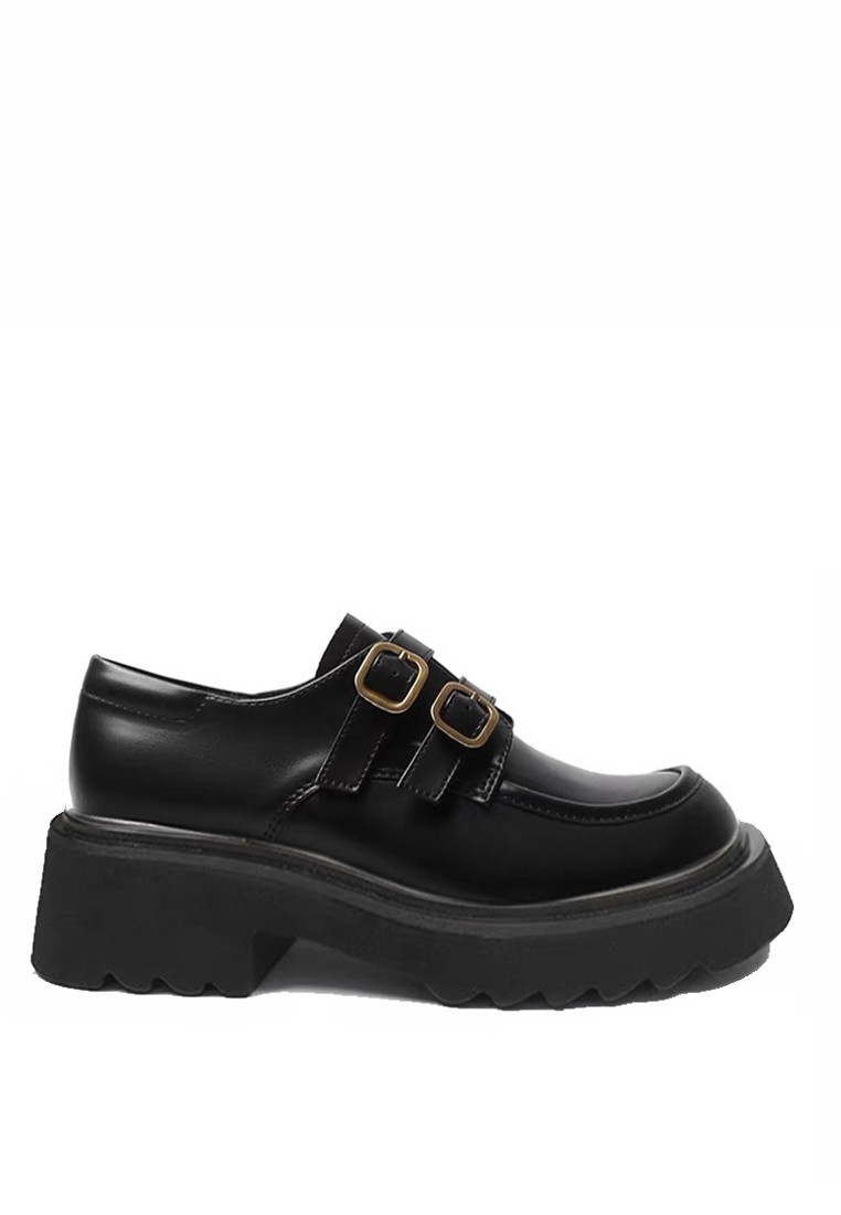 Leather Double Buckle Loafers MZ7306