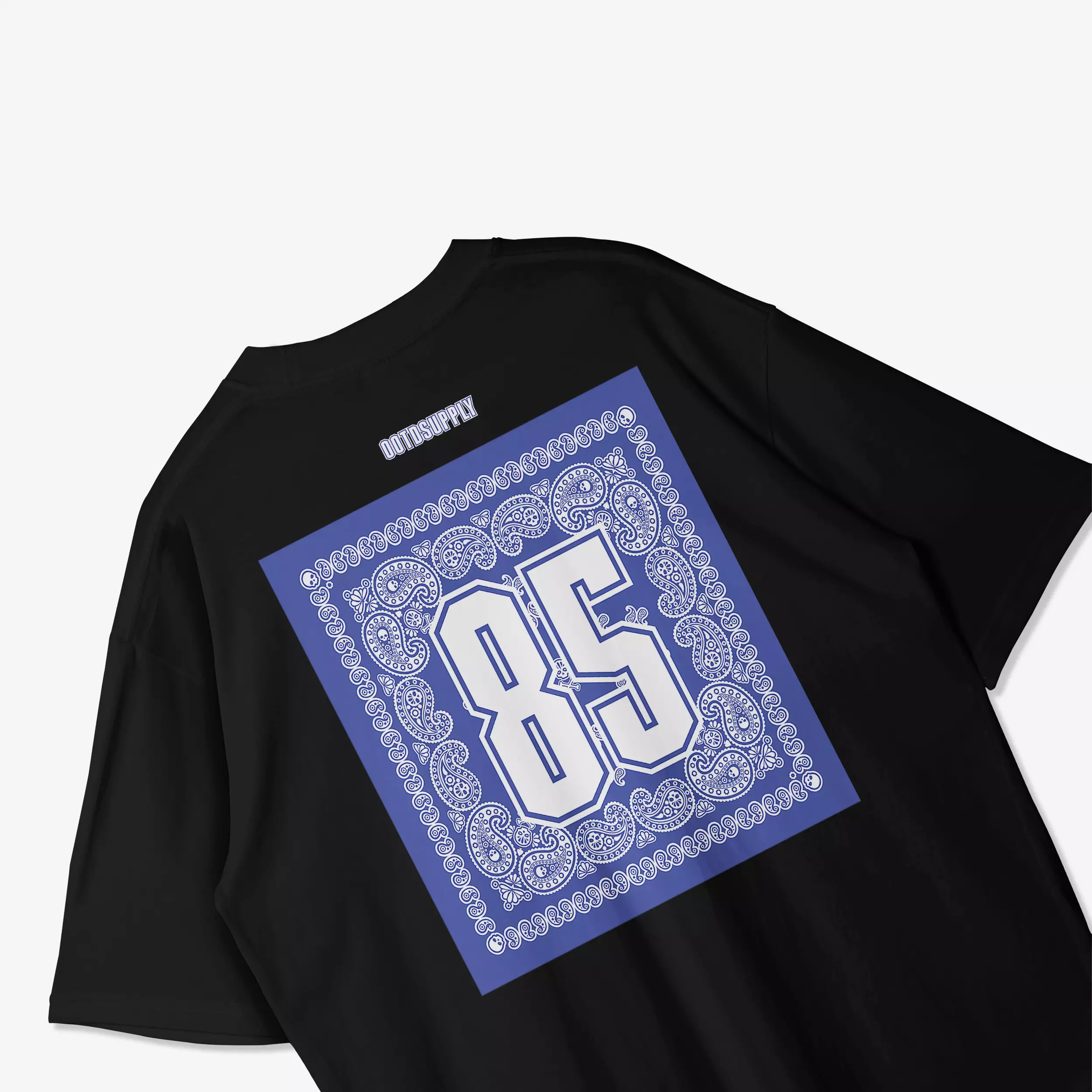 OOTDSUPPLY Oversized Tshirt Blue Paisley White & Black l Kaos Oversize Pria dan Wanita OVZ142