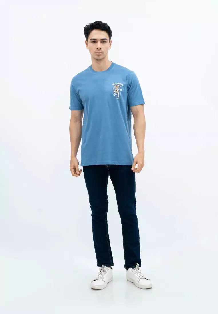 Houseofcuff T-shirt Kaos Motif Wild Pendek Steel Blue Size S-4XL