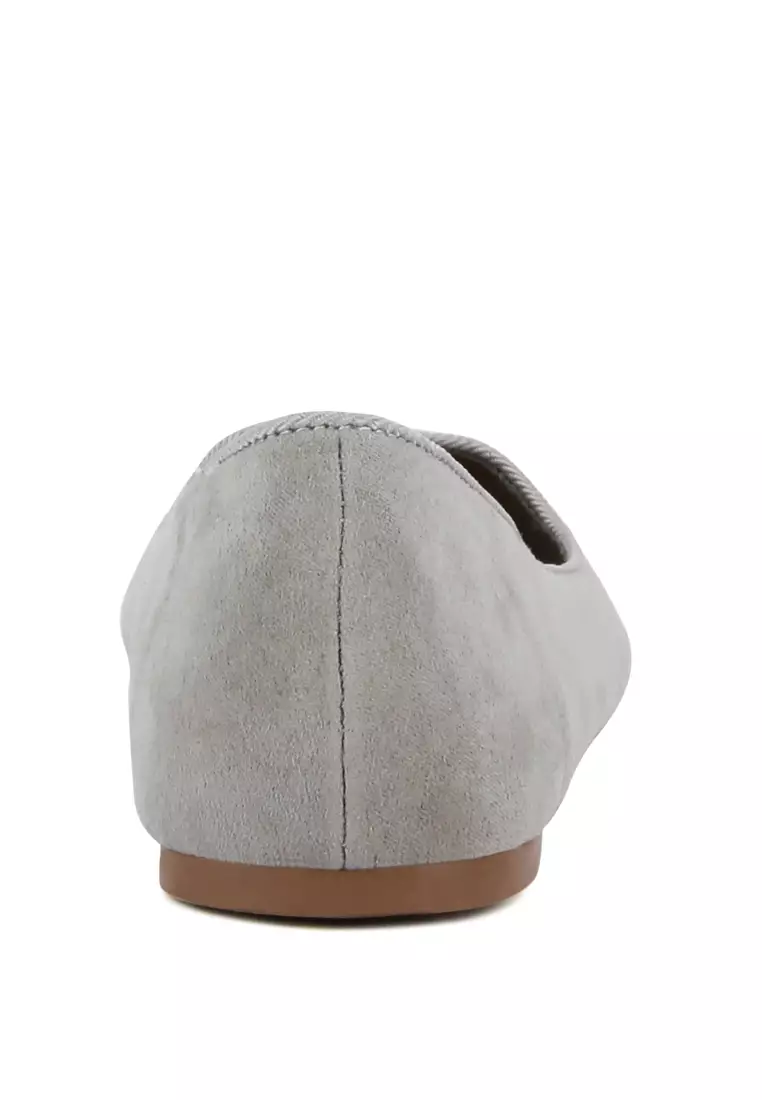 Grey Microfiber Casual Ballerinas
