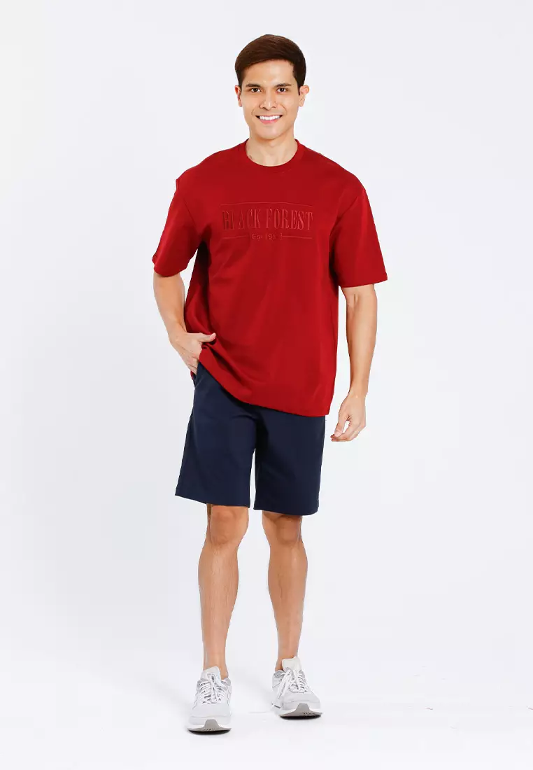 Forest Premium Weight Air-Cotton 220gsm Oversized Round Neck Tee T Shirt Men | Baju T Shirt Lelaki - 621429-56Maroon