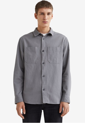 H&M grey Regular Fit Twill Overshirt 6452BAA20DCBACGS_1