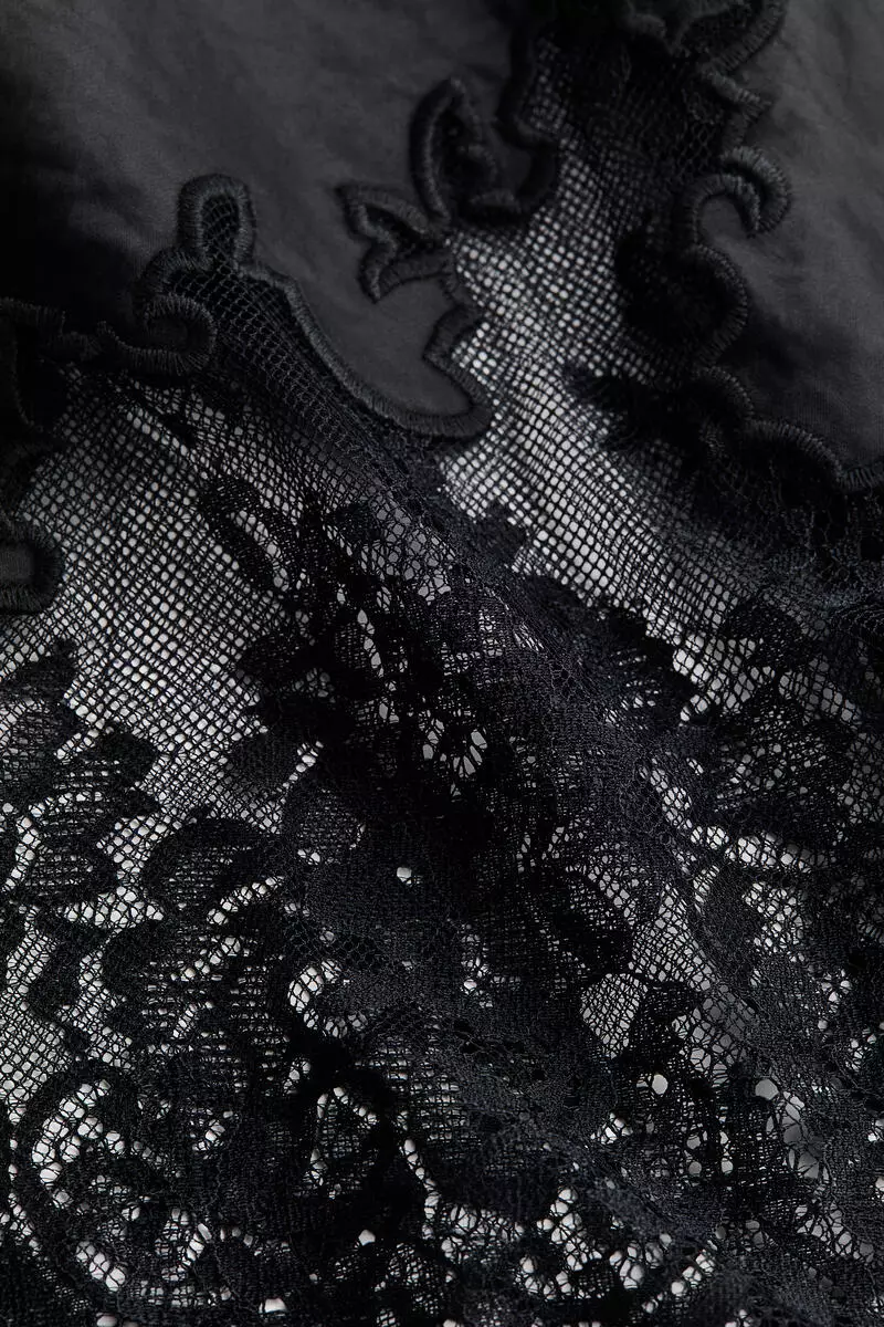 Lace-trimmed satin skirt