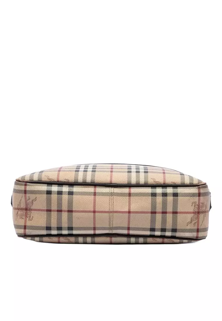 Pre-Loved Burberry Haymarket Check Coated Canvas Front Pocket Crossbody