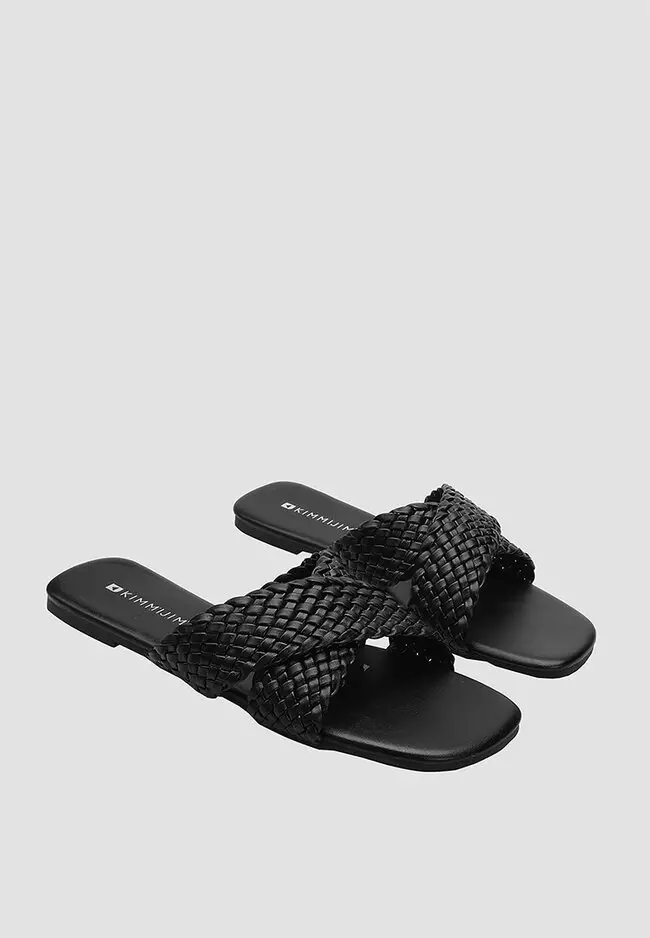 White cross flat sandals online