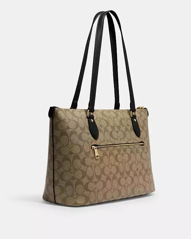 Gallery Tote Bag In Signature Canvas Gold/Khaki/Black