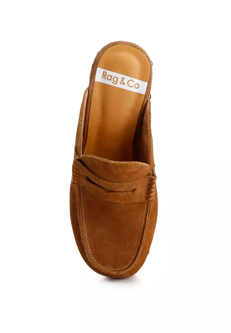 Tan Suede Platform Clogs