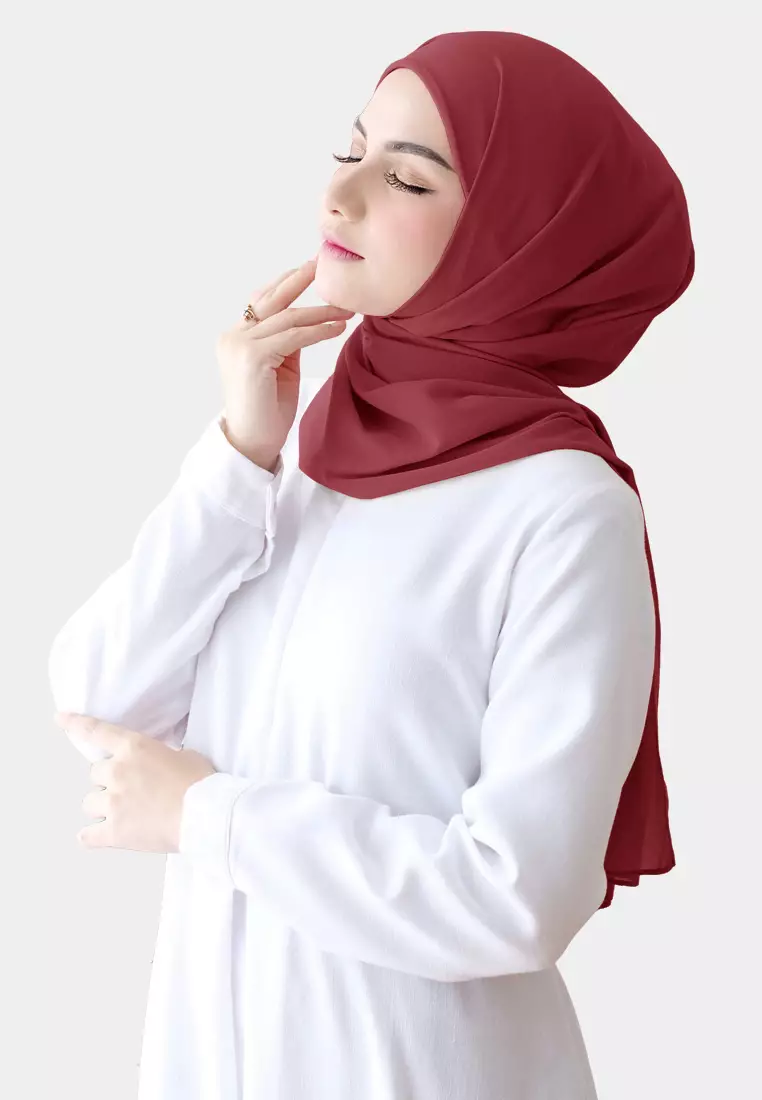 Pashmina Inner Instan 2in1 Ceruty Baby Doll - Red Velvet