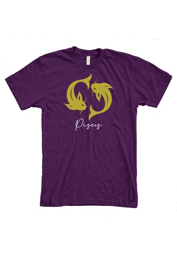 MRL Prints purple Zodiac Sign Pisces T-Shirt 44B94AADDDDF9CGS_1