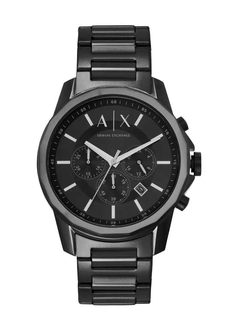 All black top armani exchange watch