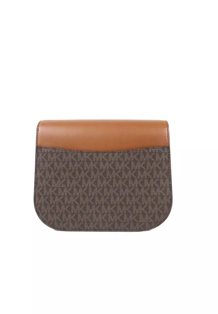 Michael kors whipstitched online leather saddle bag