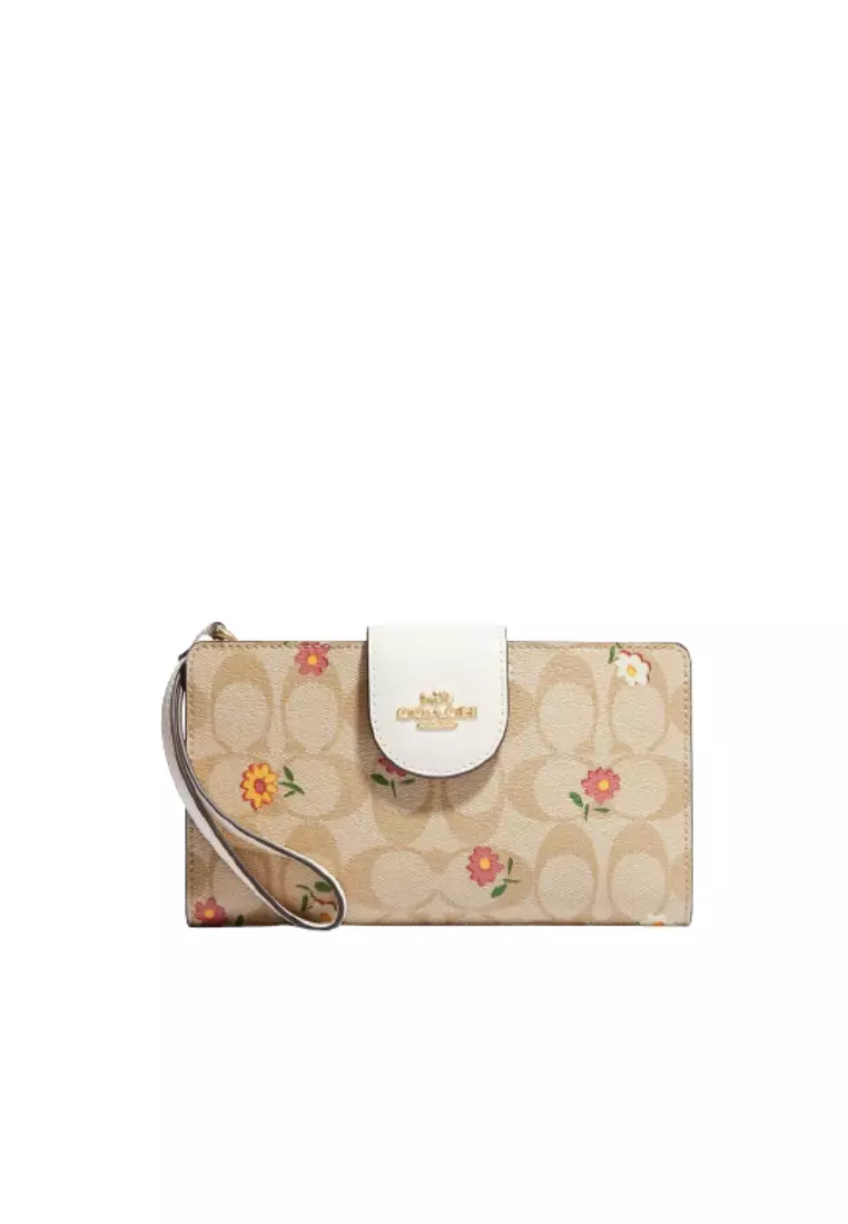 Coach CH720 Tech Wallet In Signature Canvas With Floral Cluster