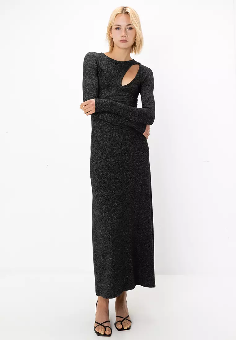 Buy ASOS Design Supersoft Long Sleeves Cut Out Detail Maxi Dress