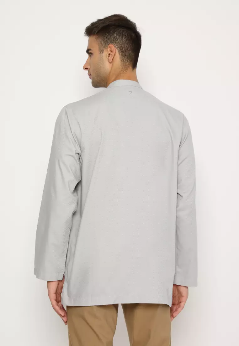 Jobb Wahhab Baju Koko Pria Lengan Panjang Regular Fit Abu-Abu