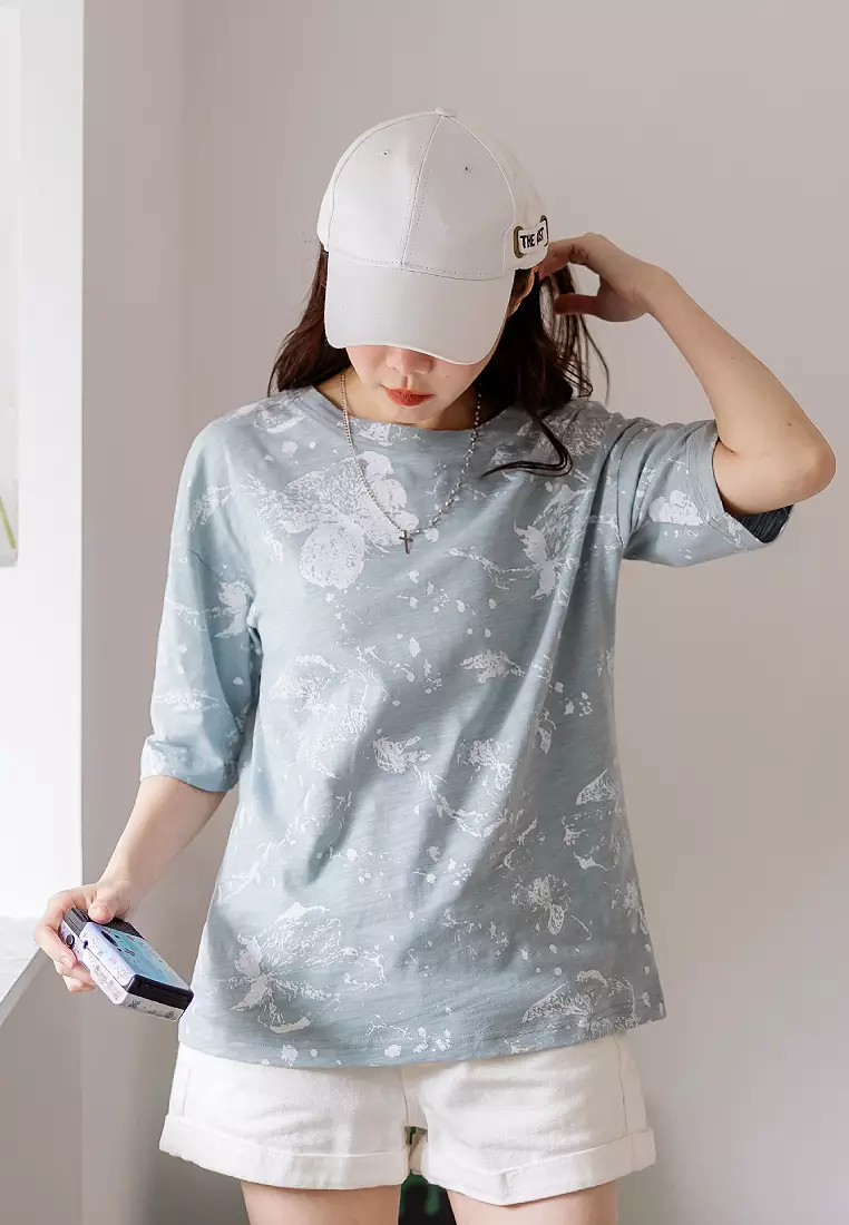 Hand-Painted Floral Cotton Top [AB19463]