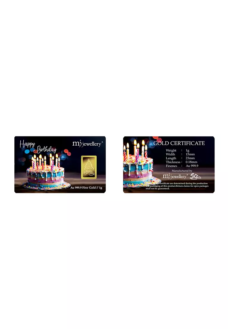 5G Gold Collection 999.9/24K Happy Birthday Series Gold Bar (1g)
