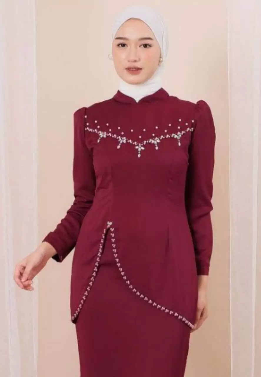 Velicia Maron Dress Party | Long Dress Modern Premium RS.M.G