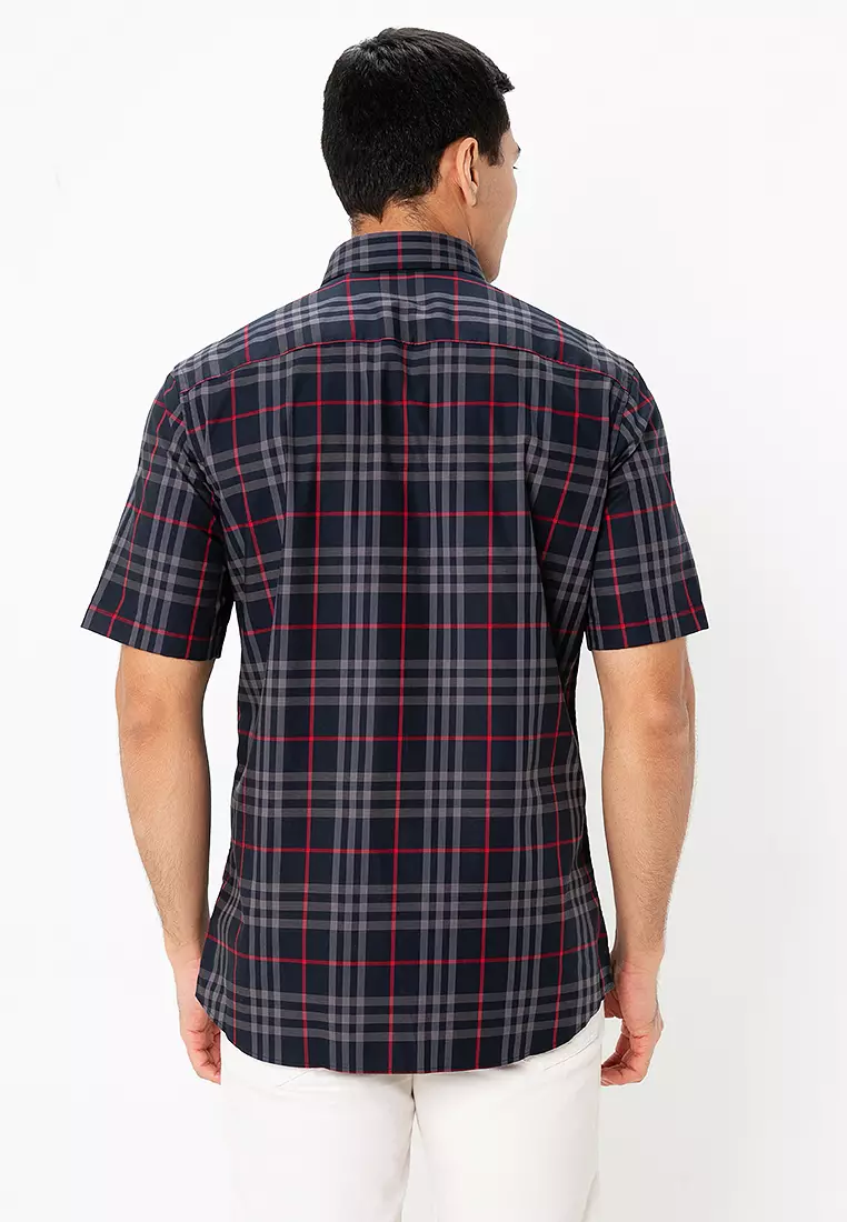 【BURBERRY】SHEFFORD 半袖シャツ チェックディテール BURBERRY】SHEFFORD 半袖シャツ チェックディテール