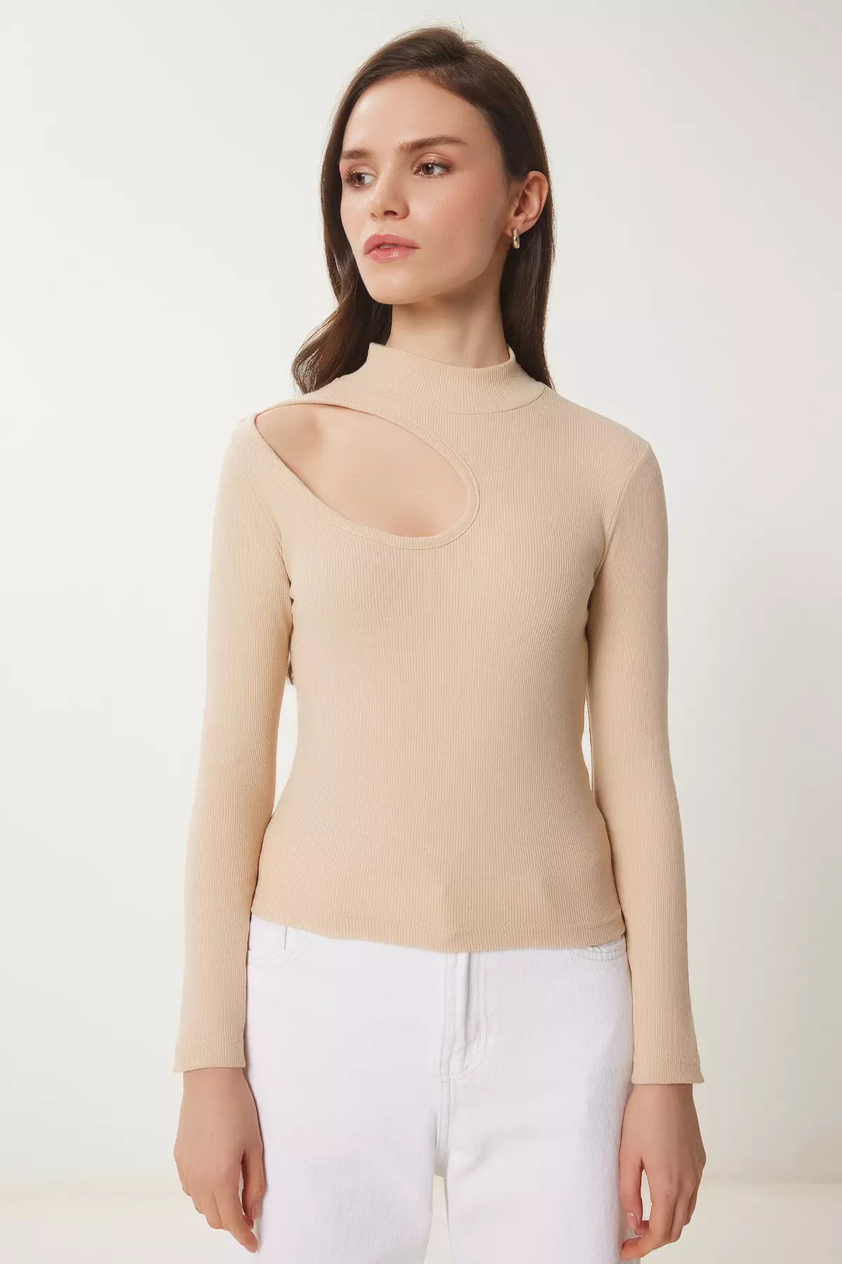 Dark Pink Cream Ribbed Knitted Blouse - 2-Pack, Cut Out Detail, Gt00235