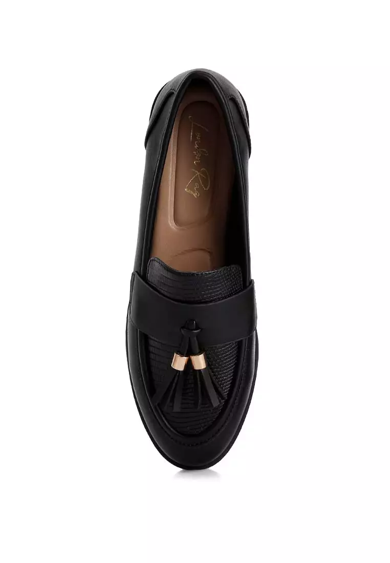 Black Tassels Detail Loafers