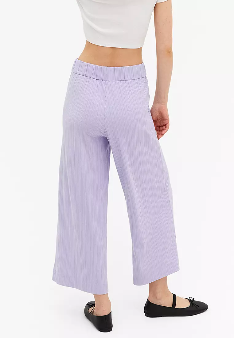 Wideleg ribbed trousers - Woman