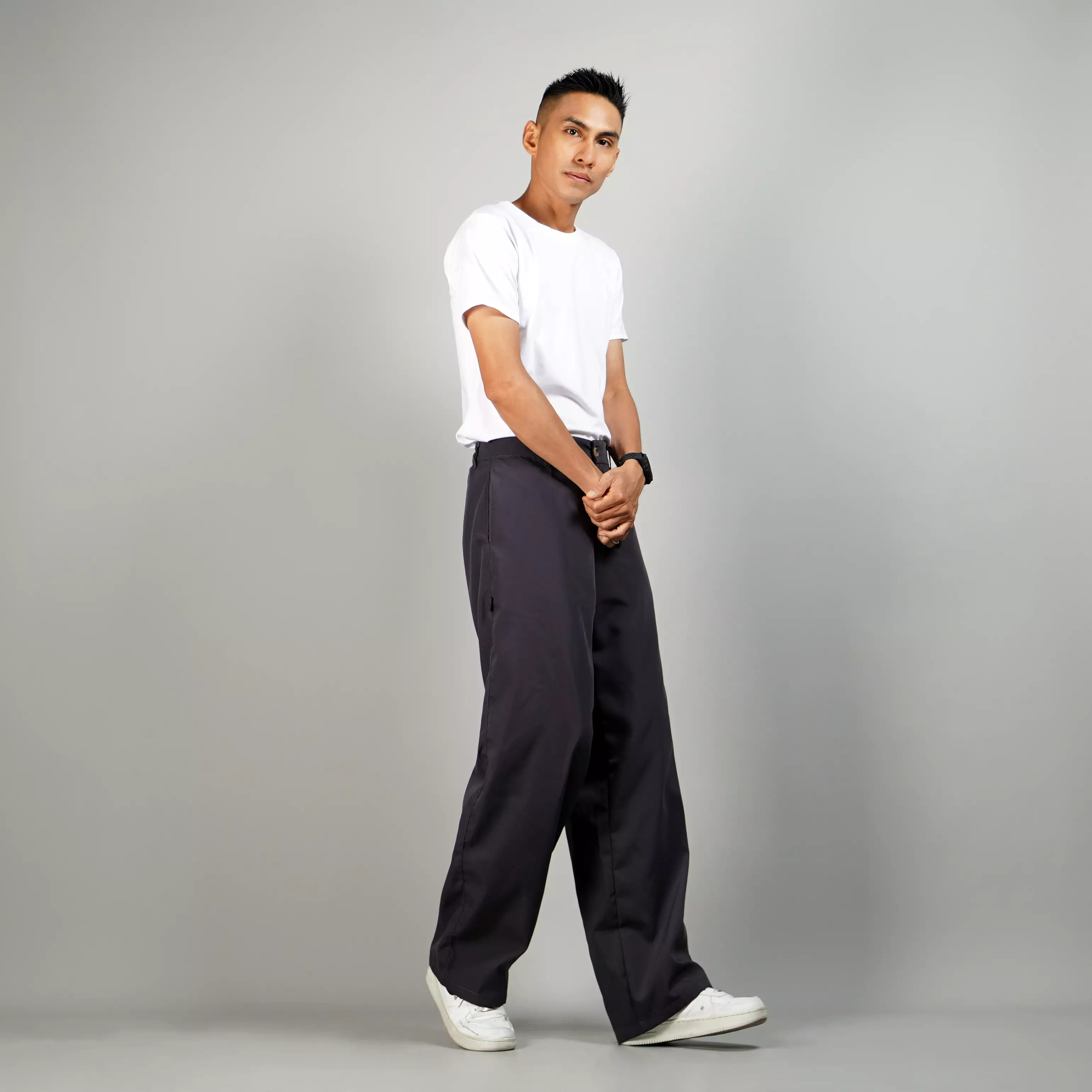 ROCKY Loose Pants Celana Loose Pria Loose Fit Pants Celana Wide Leg Pria - ABU TUA