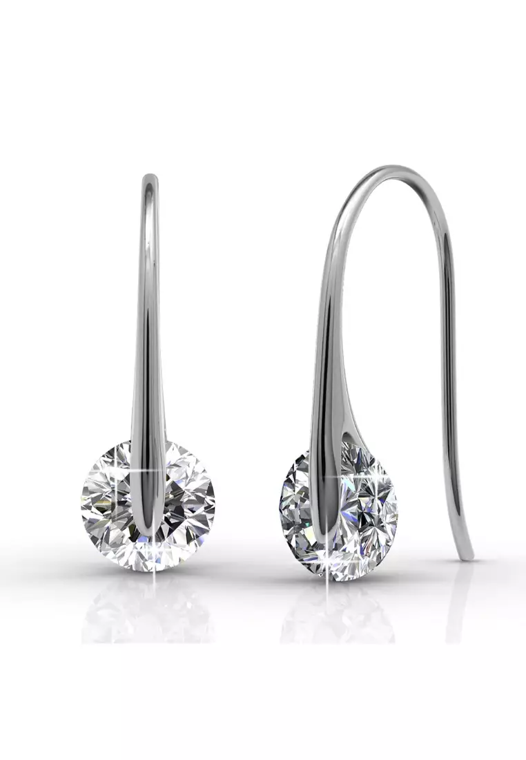 KRYSTAL COUTURE Crystal Earrings Embellished with SWAROVSKI® crystals-White Gold/Clear
