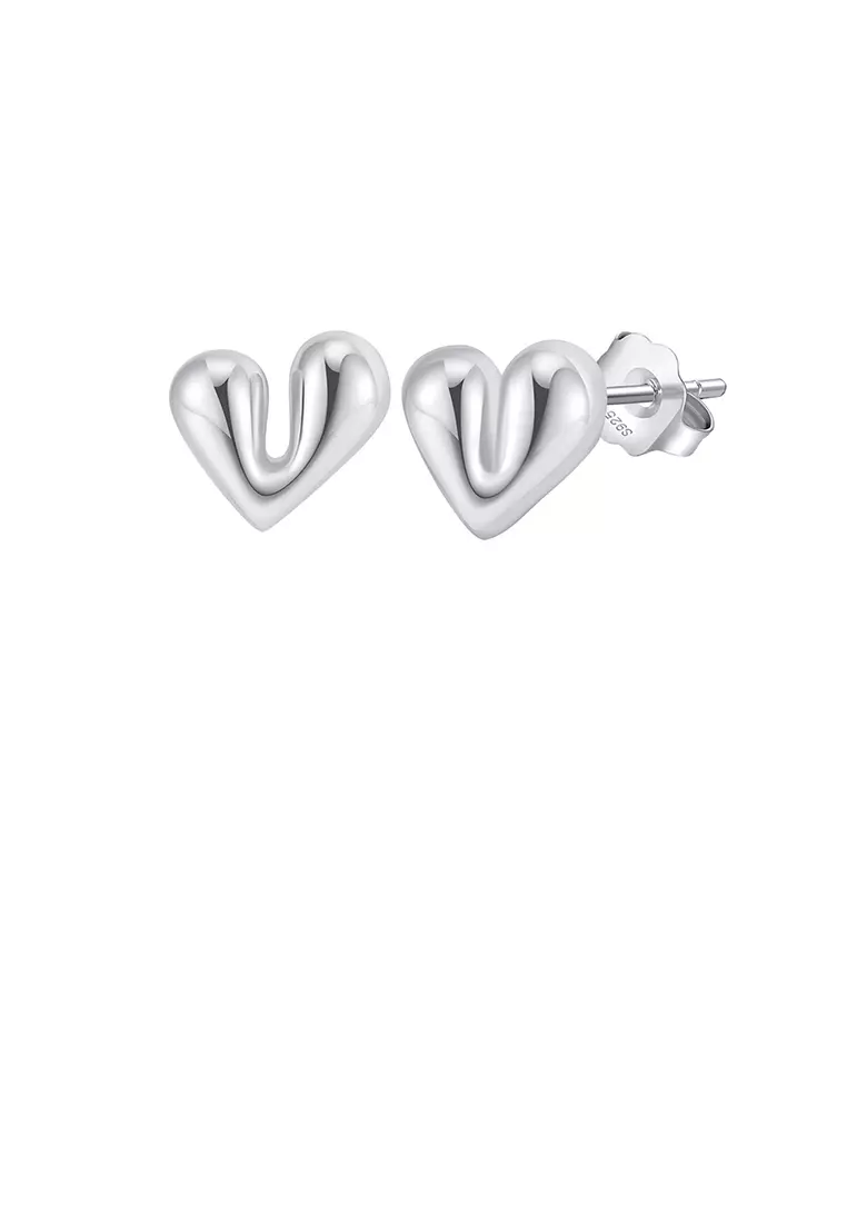 Buy Mooclife 925 Sterling Silver Cute Simple Heart Shaped Stud