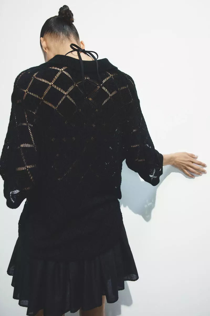 Crochet-look polo shirt