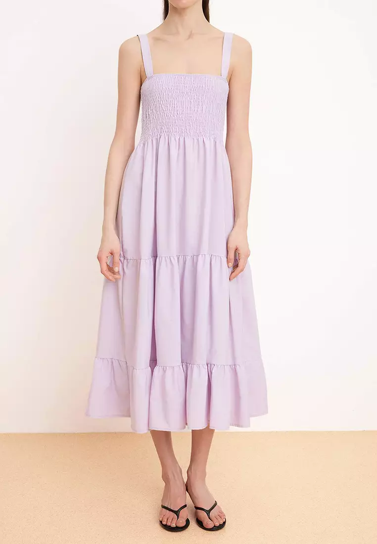 Lilac Straight Skirt With Open Waist Gipeli Maxi Woven Dress Twoss24El152