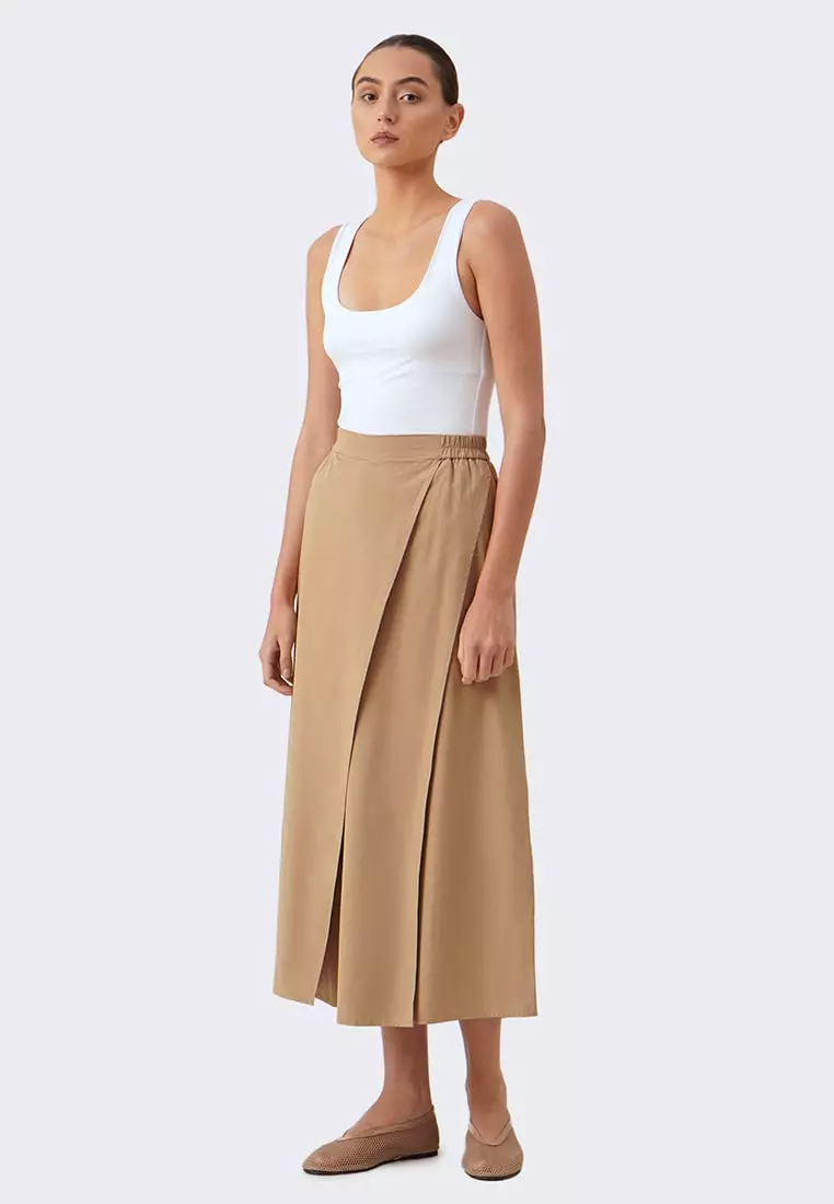 Women's Faux Wrap Elastic Wide Culottes