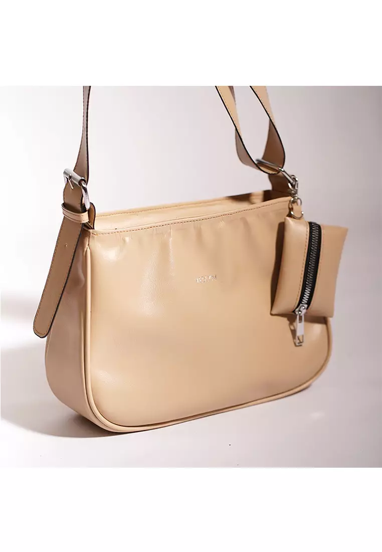 Vedlyn Eva Tas Wanita Model Slingbag Free Mini Pouch - Beige