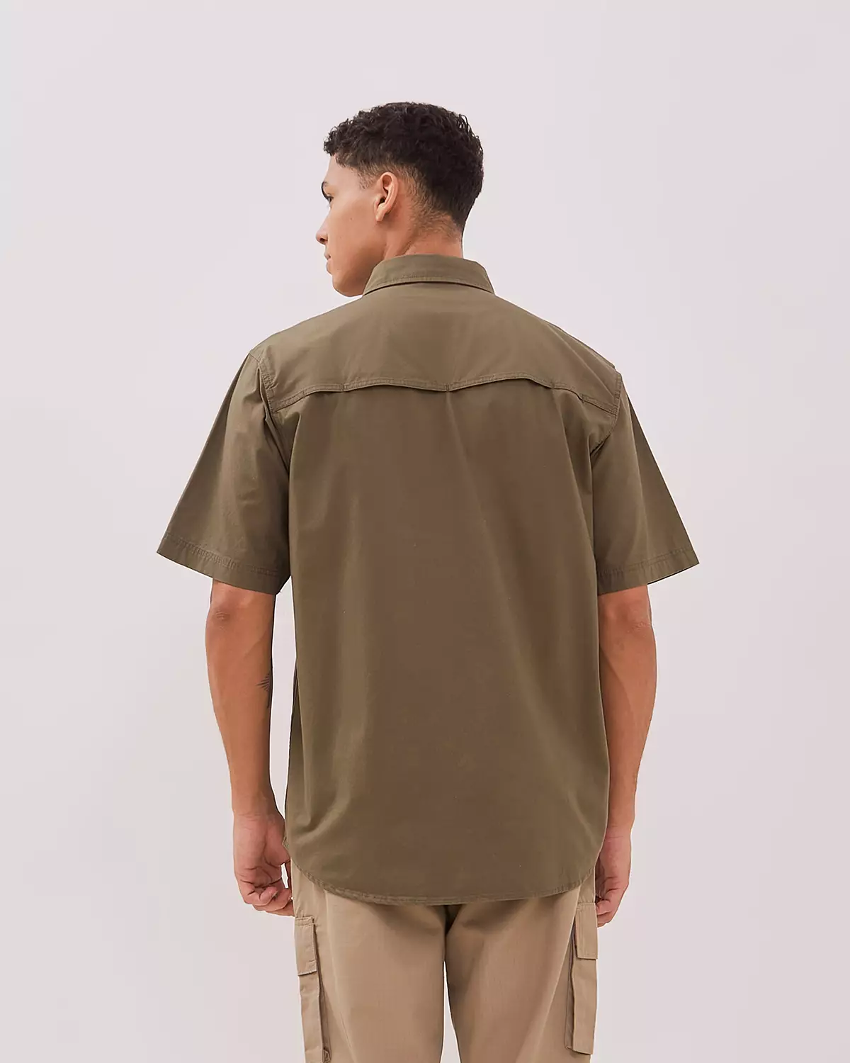 GREEN SHORT SLEEVE REGULAR SHIRT FOR MEN