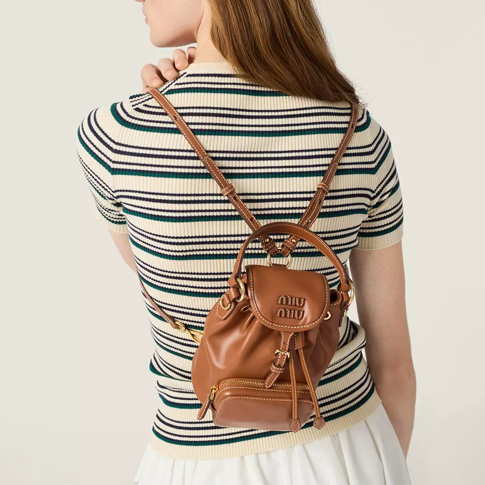 Leather Mini Backpack Cognac