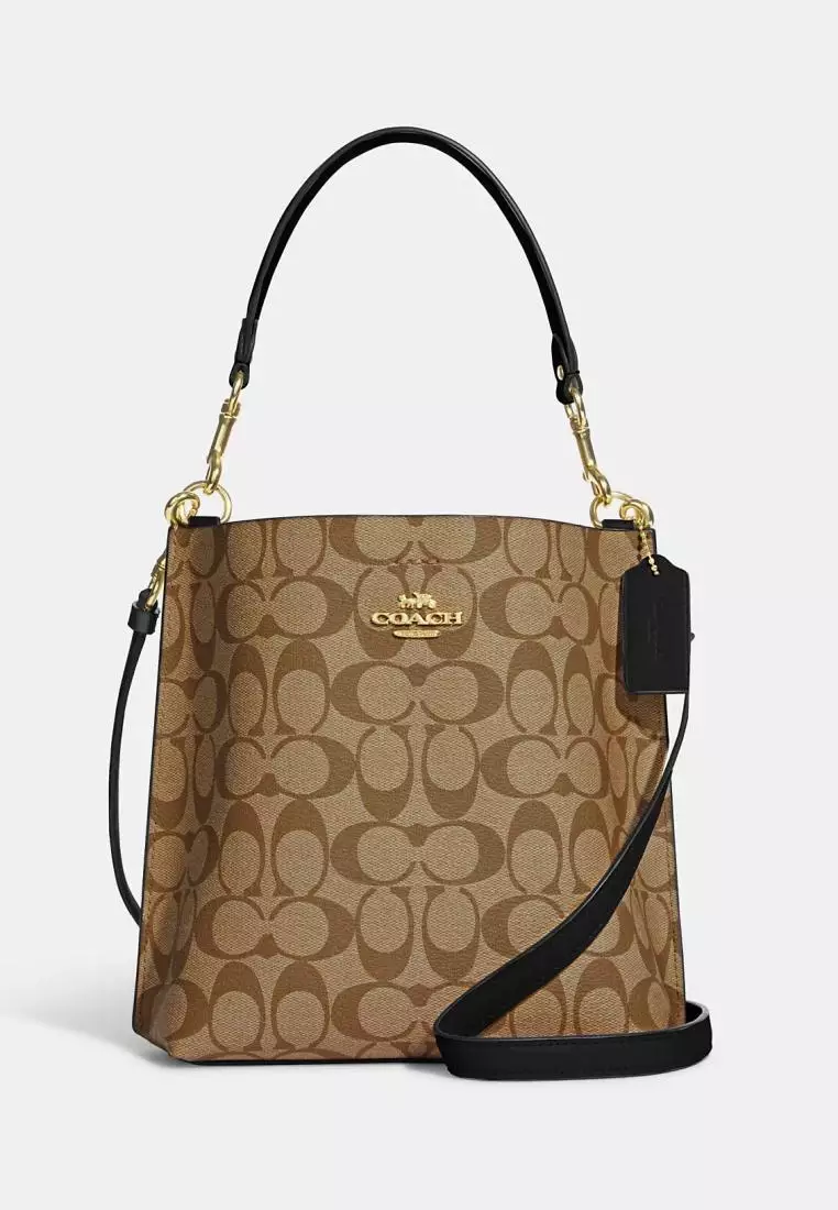 Jual Coach Coach Mollie Bucket Bag 22 In Signature Canvas Khaki Black