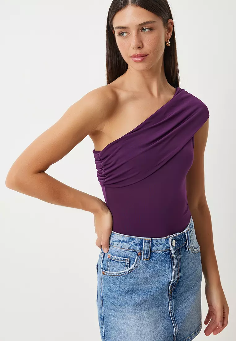 One Shoulder Ruched Blouse