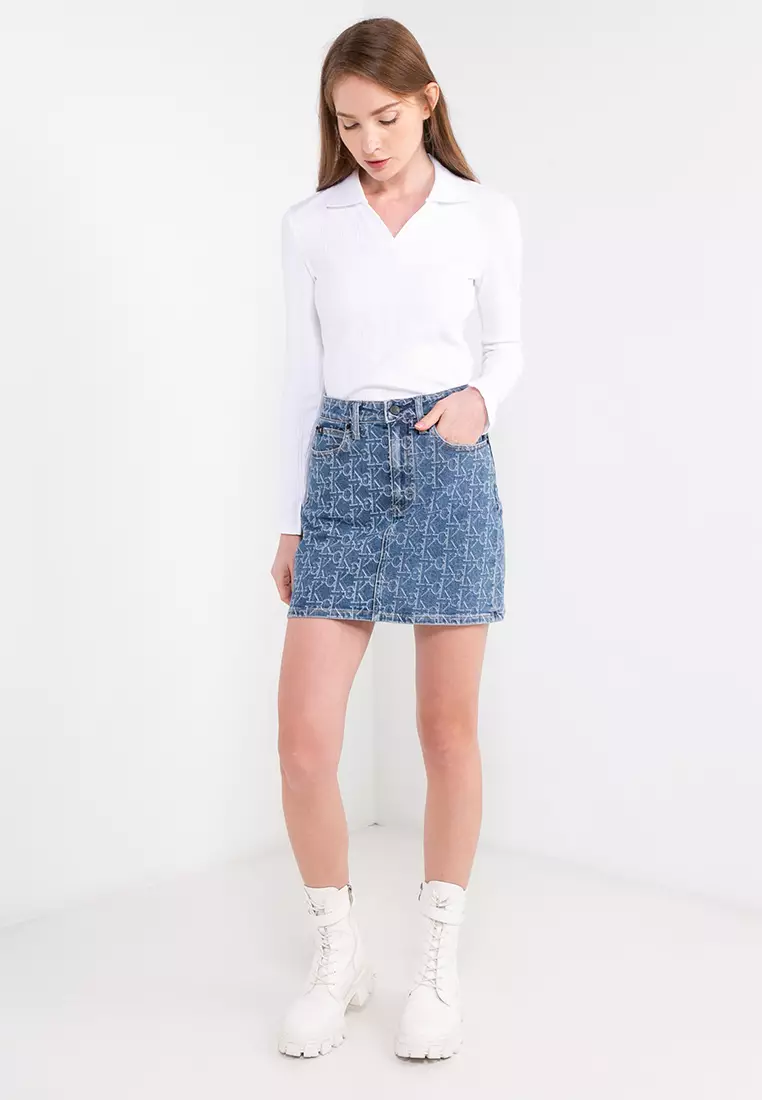 calvin klein denim mini skirt