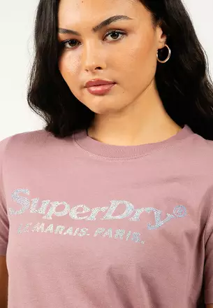 womens Vintage Logo Pop Entry T-Shirt in Marne Pink | US