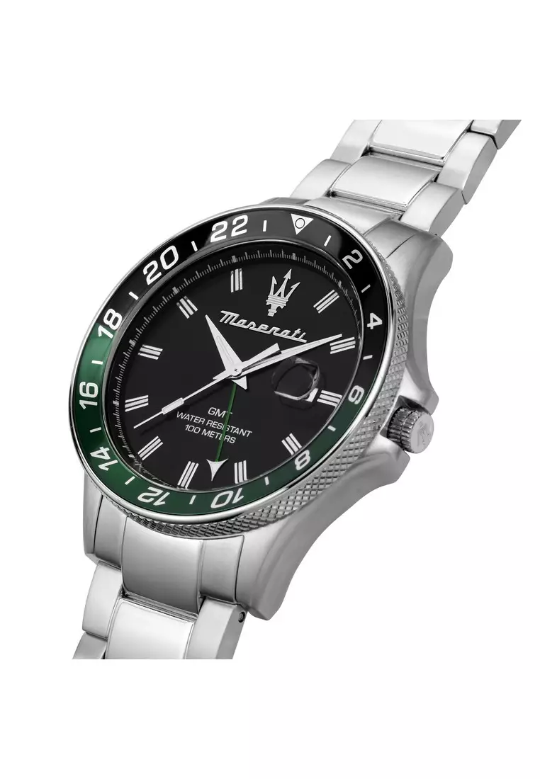 【2 Years Warranty】Maserati Sfida 44mm Black Dial Men's Quartz Watch R8853140005 With Luminous Dial Hands