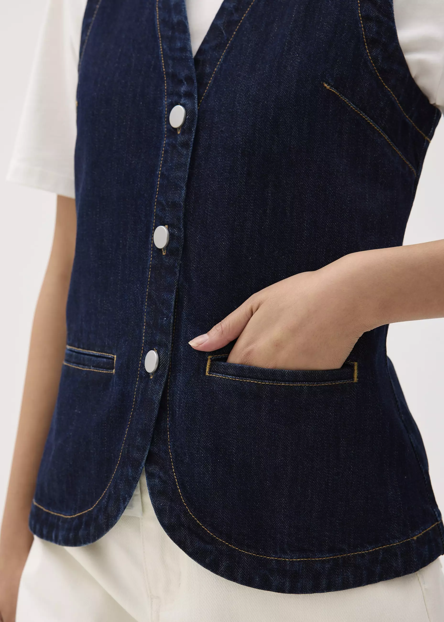 Vest Wanita - Denim Contrast Stitch Vest