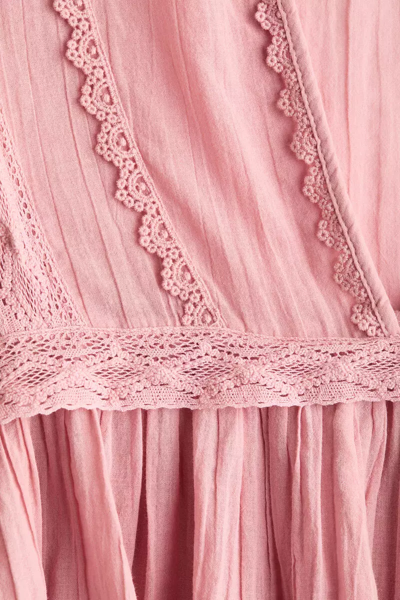 Lace-trimmed cotton blouse