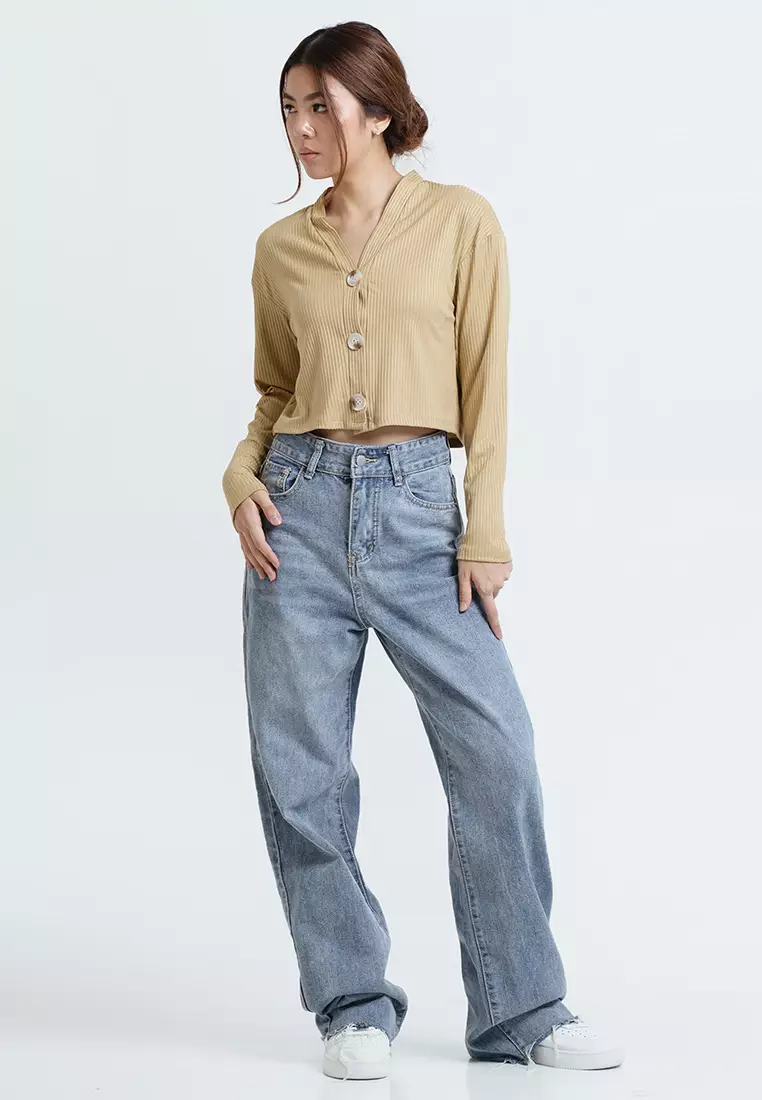 Kino Crop Cardigan in Mustard