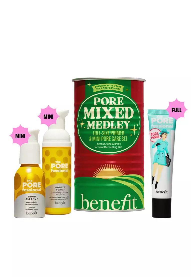 [Holiday Set Exclusive] Benefit - Pore Mixed Medley (SAVE 39%) - The POREfessional face primer full-size, The POREfessional Good Cleanup mini, The POREfessional Tight ’n Toned mini, The POREfessional Shrink Wrap free sample