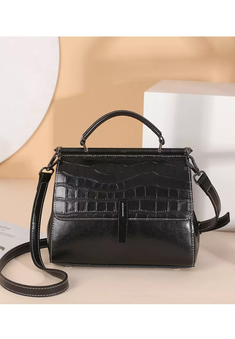 鱷魚紋油蠟真皮斜挎包 YLG6252