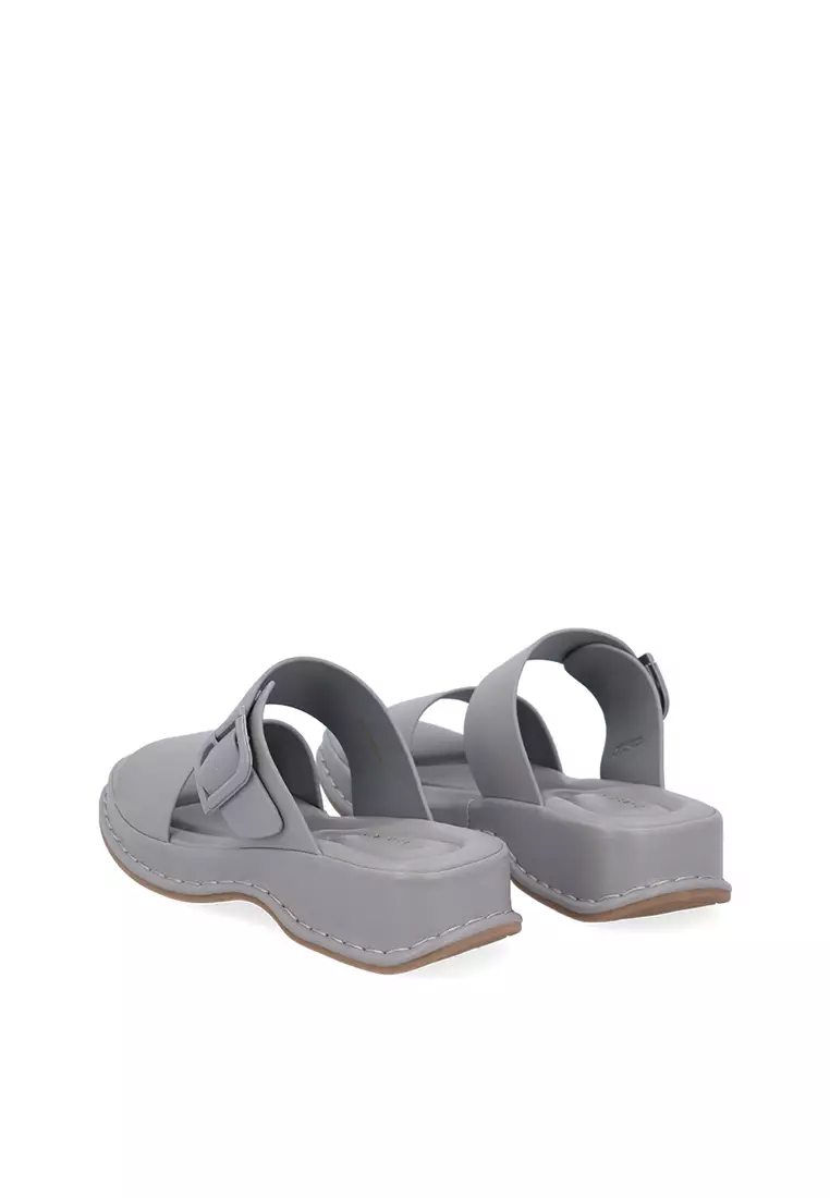 Dark Grey CR Lea Double Strap Sandals