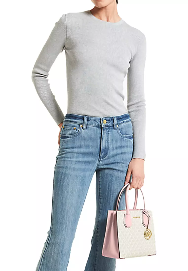 Mercer Medium Logo and Leather Accordion Crossbody Bag In Powder Blush Multi 35S1GM9M2B