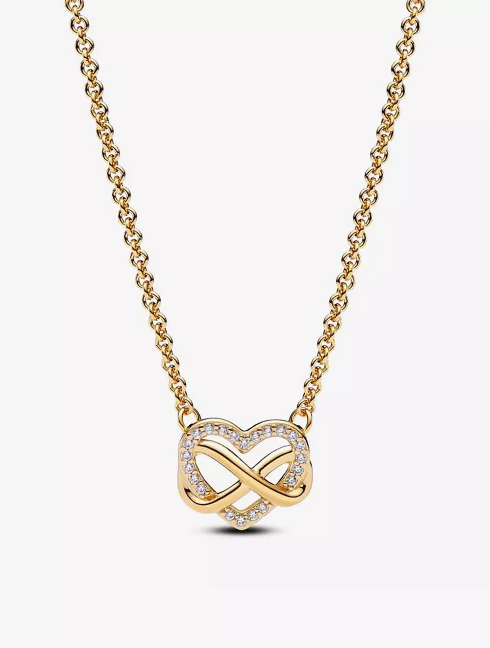 Infinity heart 14k gold-plated necklace with clear cubic zirconia