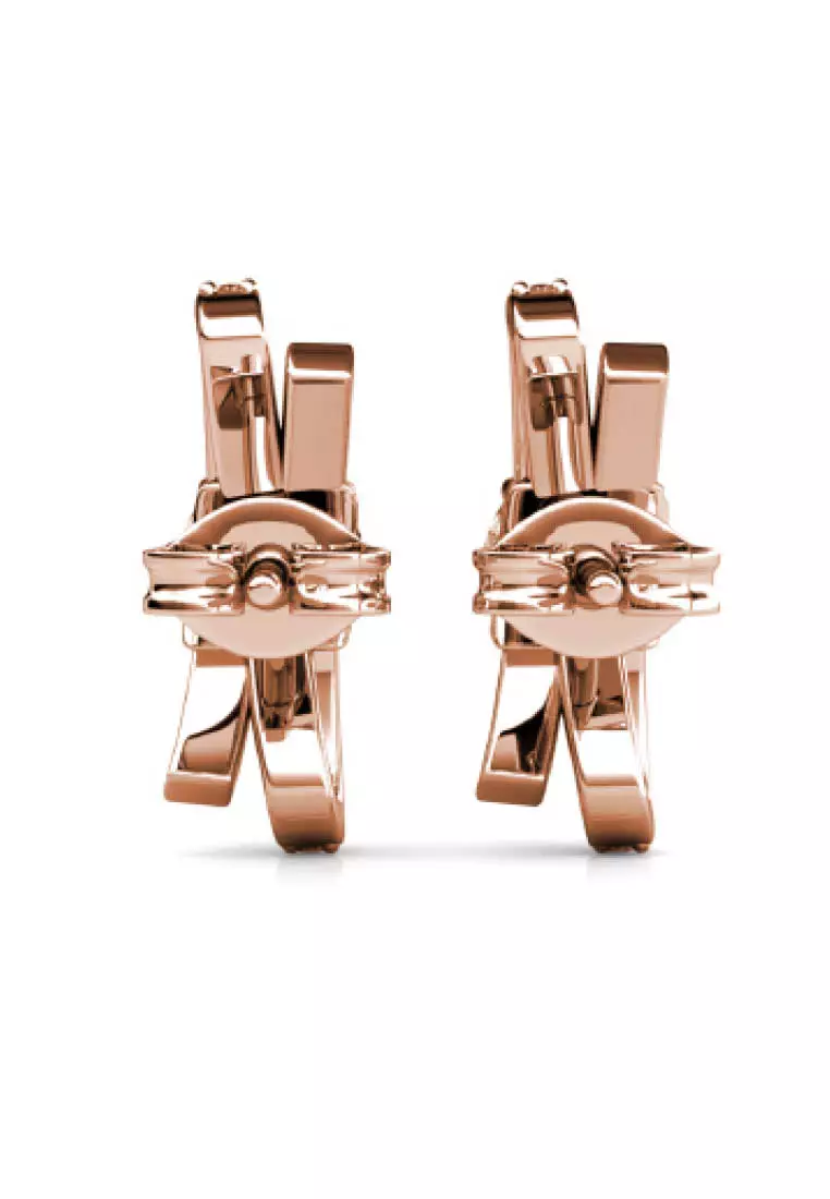 Crystaline Bow Earring Rose Gold - Anting Crystal by Her Jewellery