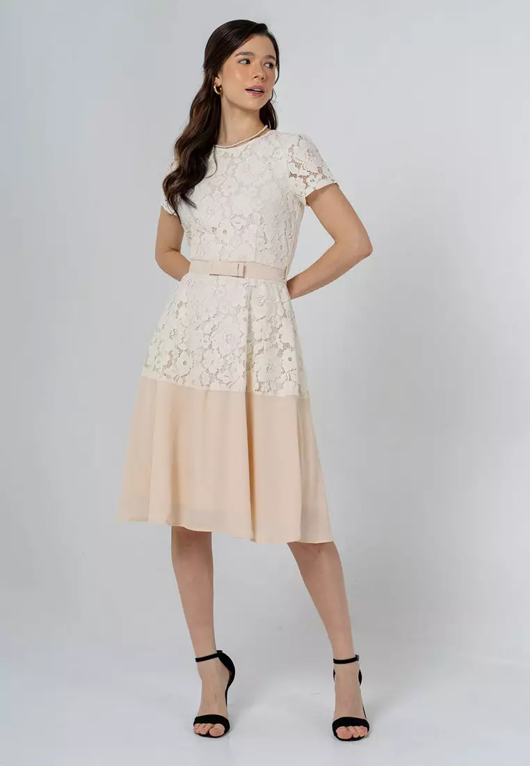 Paper dolls cream top lace dress