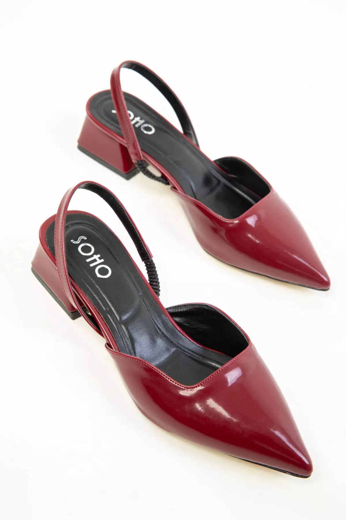 Claret Red Patent Leather Women's Classic Heeled Shoes 20318
